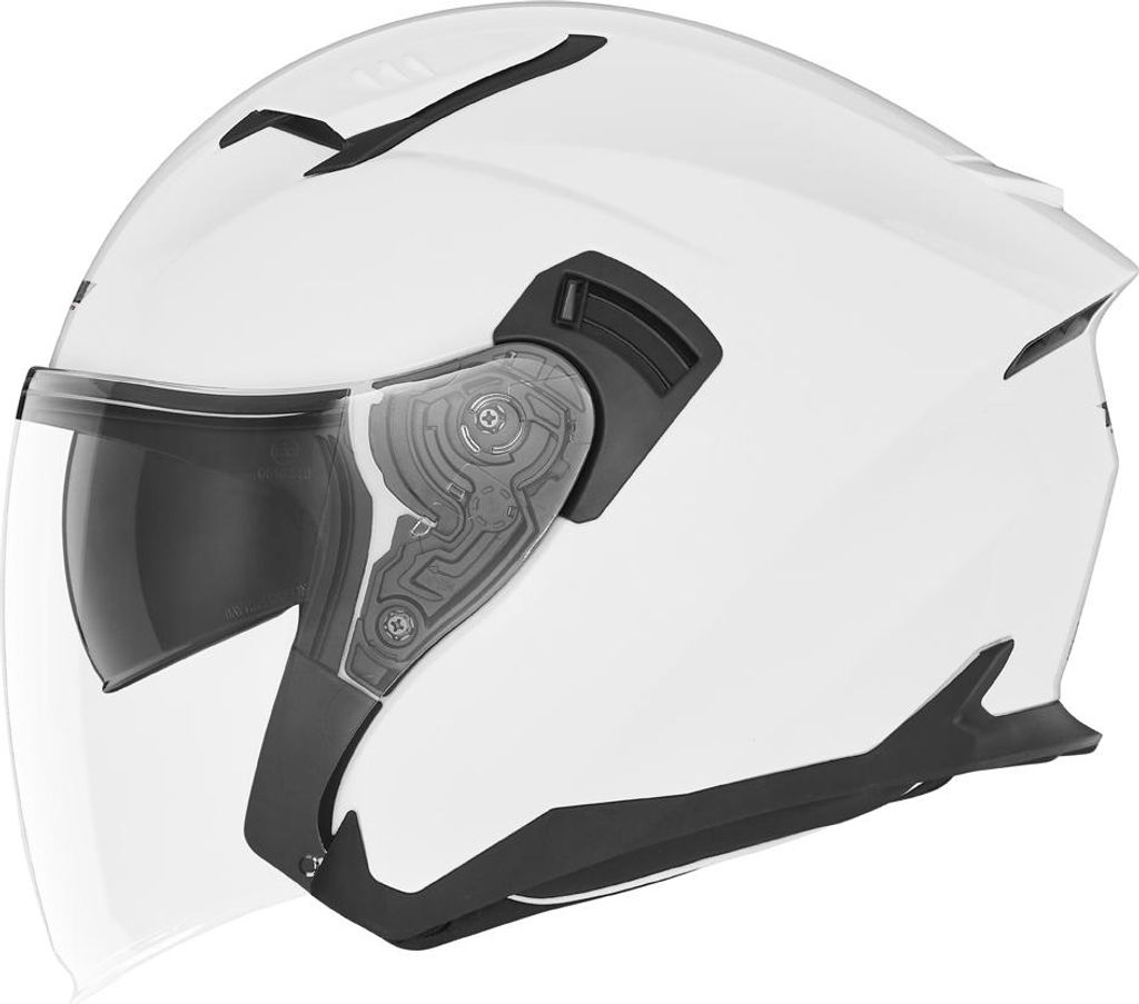 NOX Jet Helm N130 Weiß XS - Glänzender Offener Motorradhelm mit Blende