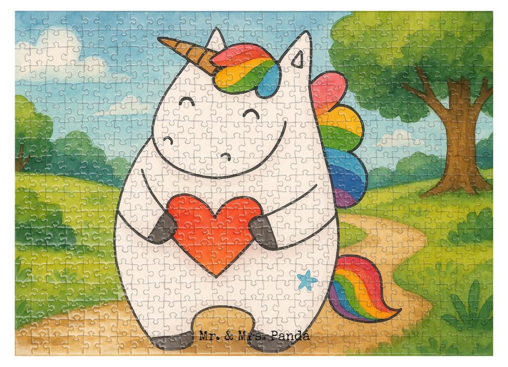 Mr. & Mrs. Panda Puzzle Einhorn Herz Design 551 Teile - Weiß - Geschenk, Einhörner, böse, 2000, Unicorn, 500, Puzzlespiel, Freundin, 300, 1000, ...