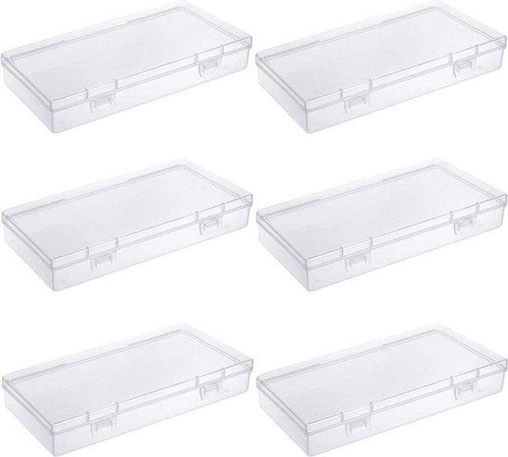 6 Stuks Rechte Lege Plastikboxen mit Deckel für Kleine Gegenstände und andere Bastelprojekte 180 x 110 x 30mm - Transparent