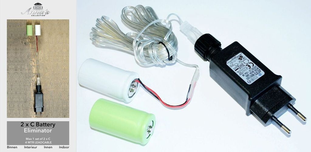 Batterie Netzteil Adapter 2x C Baby LR14 Batterien 3,2V Wandler 4m Kabel Netzteil