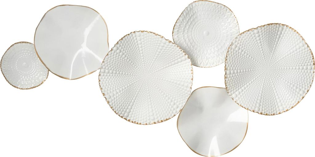 BELIANI Wanddekoration Weiß u. Gold Eisen Kreise Einteilig Handgemacht Modern Wandobjekt Wanddeko für Schlafzimmer Wohnzimmer Flur Küche Esszimmer