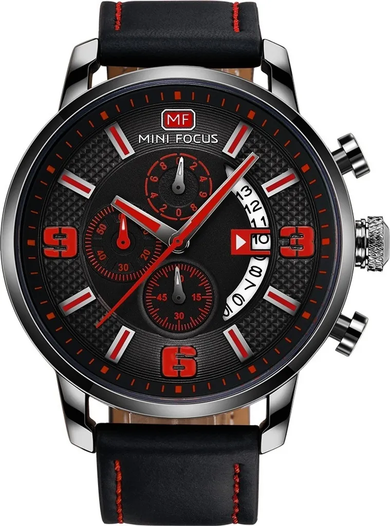 Montre Mini Focus Leon Homme KP23861 - Chronographe Élégant Noir et Rouge