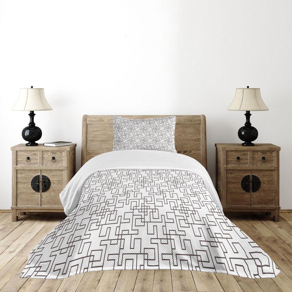ABAKUHAUS Geometrisch Tagesdecke Set, Abstraktes Gitter-Design mit Twisted Stripes Moderne digitale minimalistische Inspiration, 170 x 220 cm, Umbe...