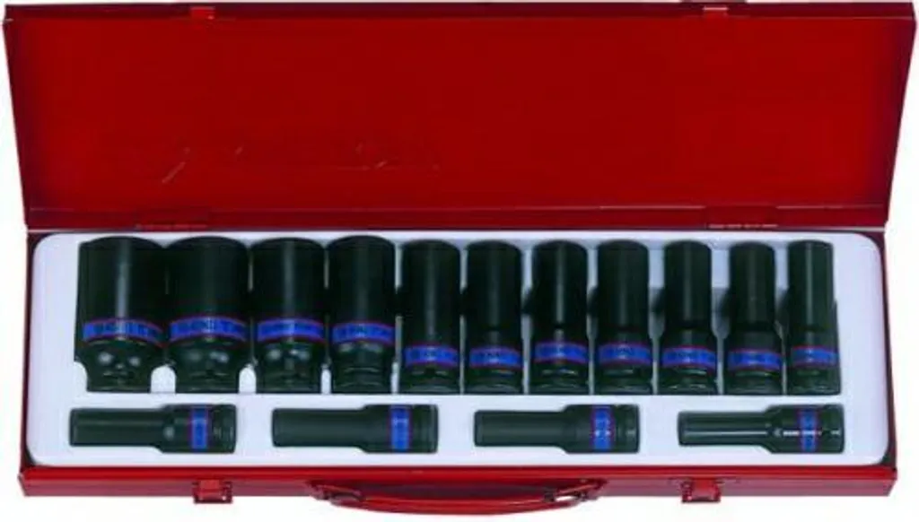 Jeu de Douilles Impact Longues 1/2 en Acier Noir Renforcé 10-32mm