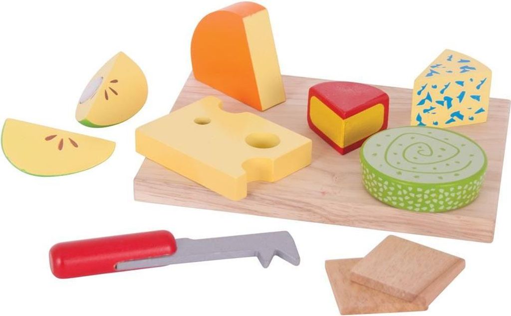 Bigjigs Toys Hölzerne Lebensmittel Käse Set auf Brett