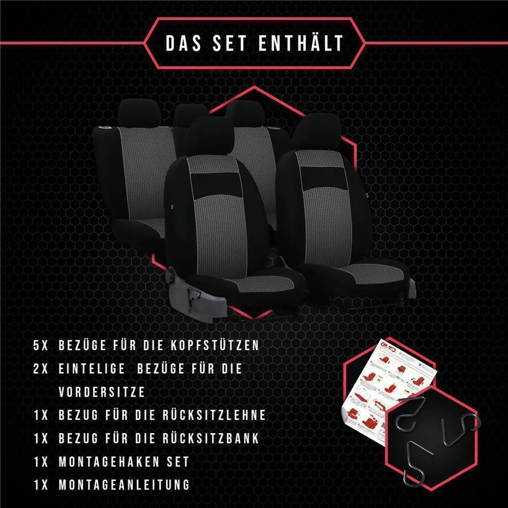 Set Fodere Auto Grigio per Mazda 3 II - Protezione Sedili Universale - 9