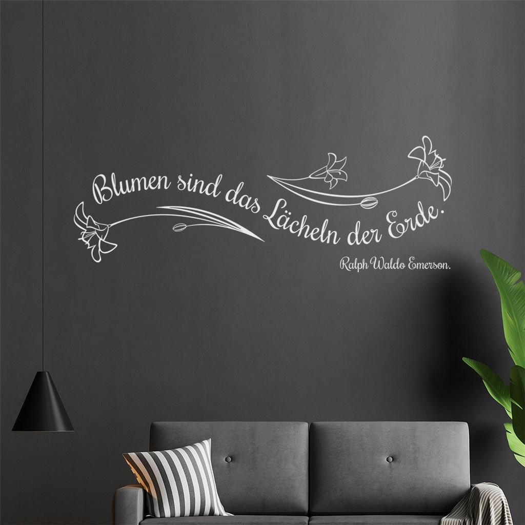 Blumen sind das Lächeln... Wandtattoo in 6 Größen - Wandaufkleber Wall Sticker - Dekoration, Küche, Wohnzimmer, Schlafzimmer, Badezimmer