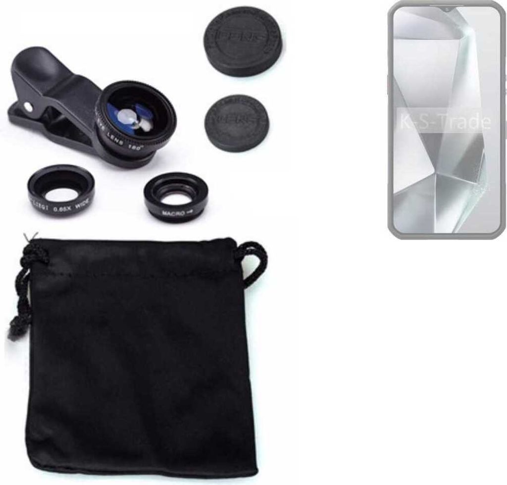 K-S-Trade Smartphone Kamera Linsen Set Kompatibel mit Oukitel WP39 3in1 Clip-On Kamera Adapter Macro Weitwinkel FishEye Fischauge Objektiv Linse