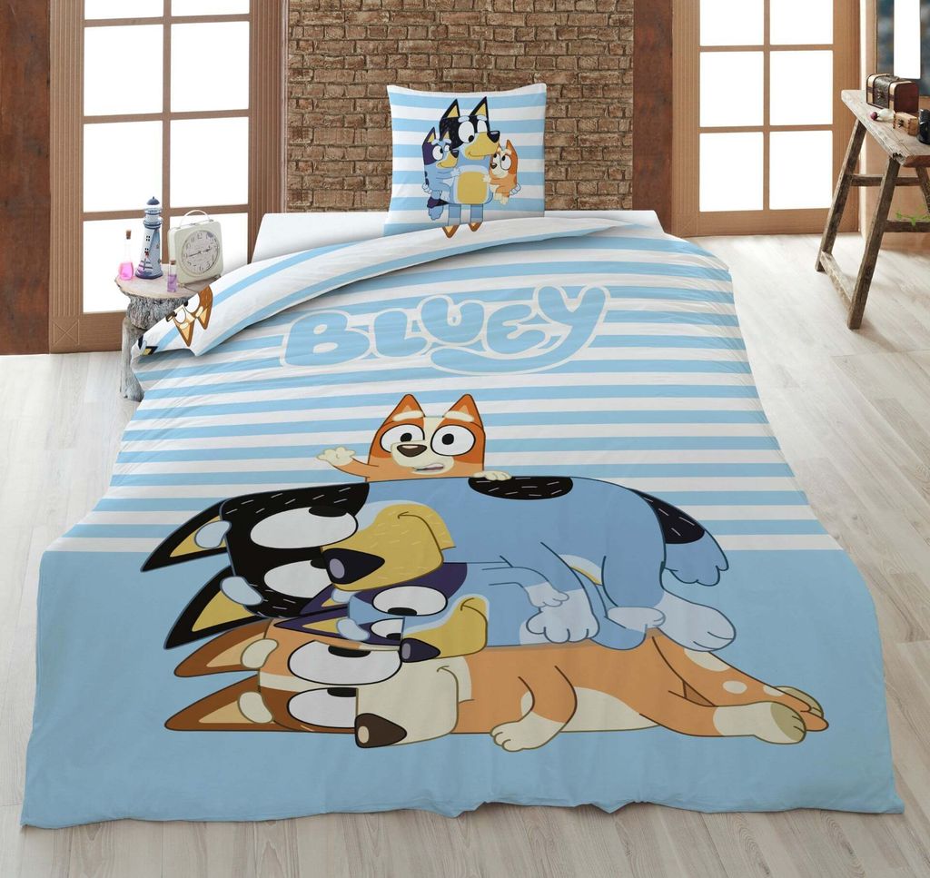 BLUEY Wende Bettwäsche Set 2tlg 135 x 200 cm 100% Baumwolle Produktbild 