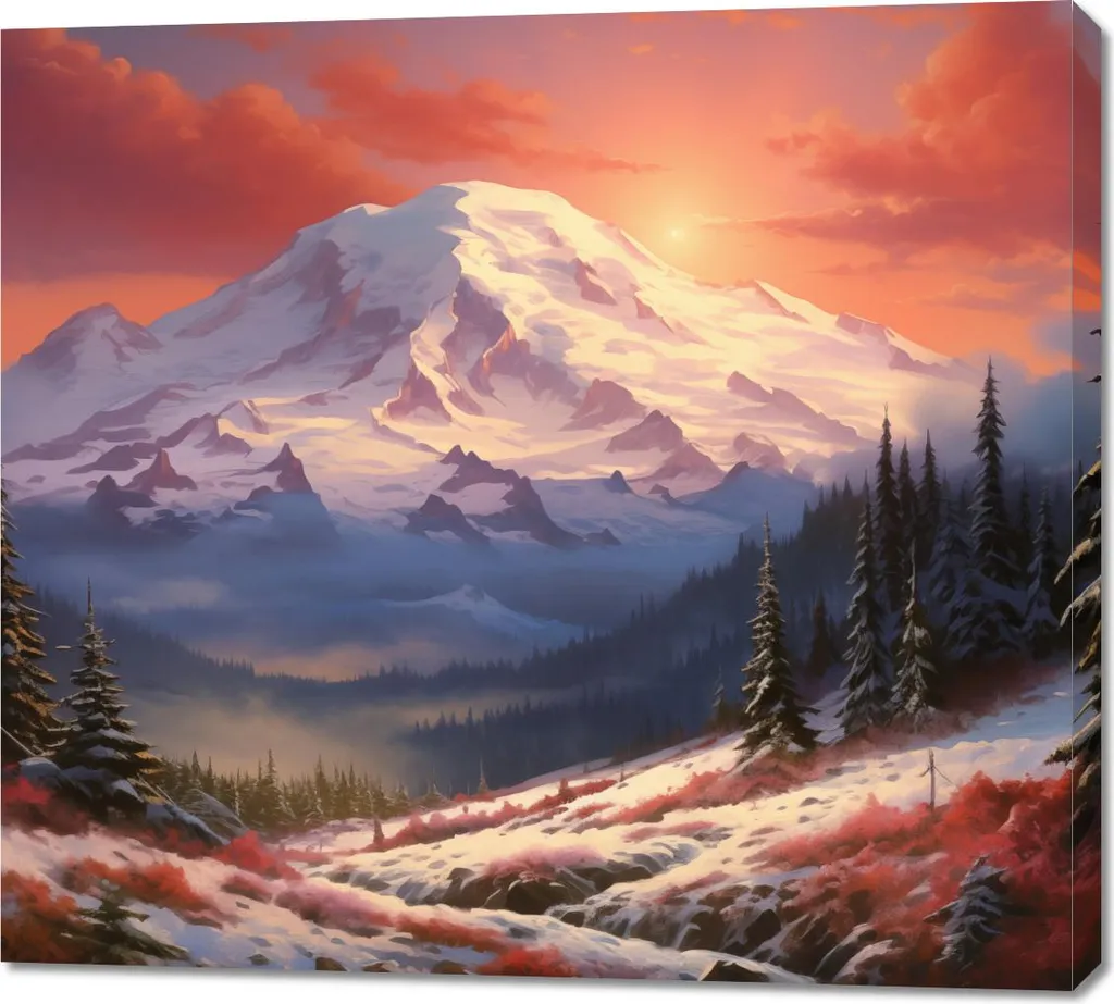 Stampa su Tela 100x90 Cime Aurora Mattutina - Qualità Professionale