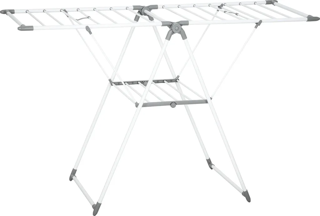 Étendoir à linge pliable anti-encombrement avec ailes réglables en métal