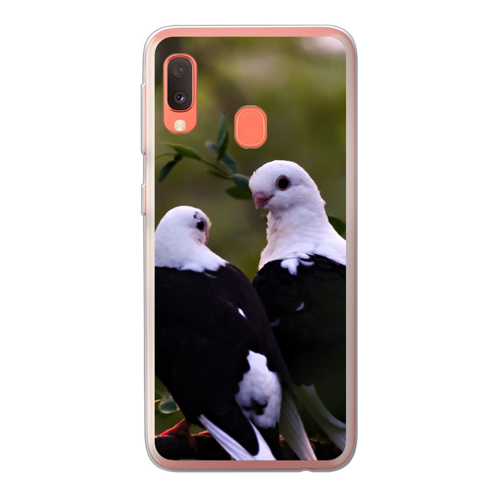 MuchoWow Handyhülle Schutzhülle Hülle für Samsung Galaxy A20e Vögel - Zweig - Blätter Silikon Softcase Handy Hülle - Abdeckung