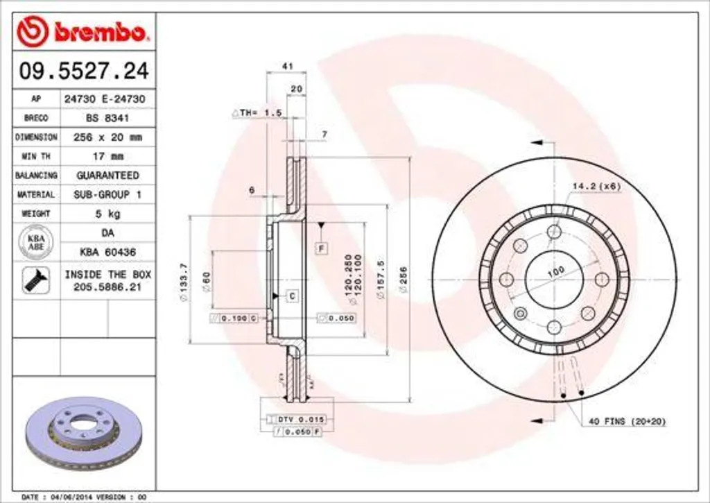 Disque de frein de rechange Opel Tigra S93 pour entretien périodique