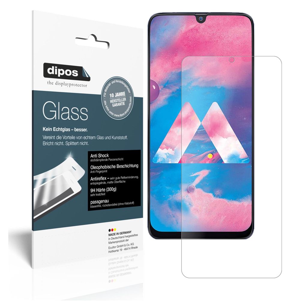 2x Schutzfolie für Samsung Galaxy M30 matt - Anti-Shock 9H Folie dipos Glass