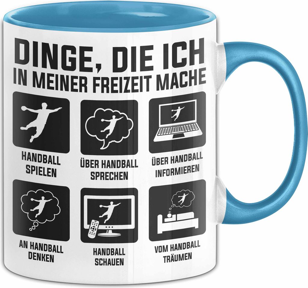 Dinge Die Ich In Meiner Freizeit Mache Handball Tasse Geschenk Handball-Spielergeschenkidee (Blau)