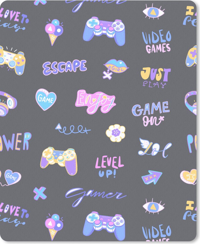 MuchoWow Mauspad Mousepad Mädchen - Spiele - Konsole - Muster - Mädchen - Kinder - Kind - Kind 19x23 cm - Mousepads - Maus Mat - Pad - Mausunte...