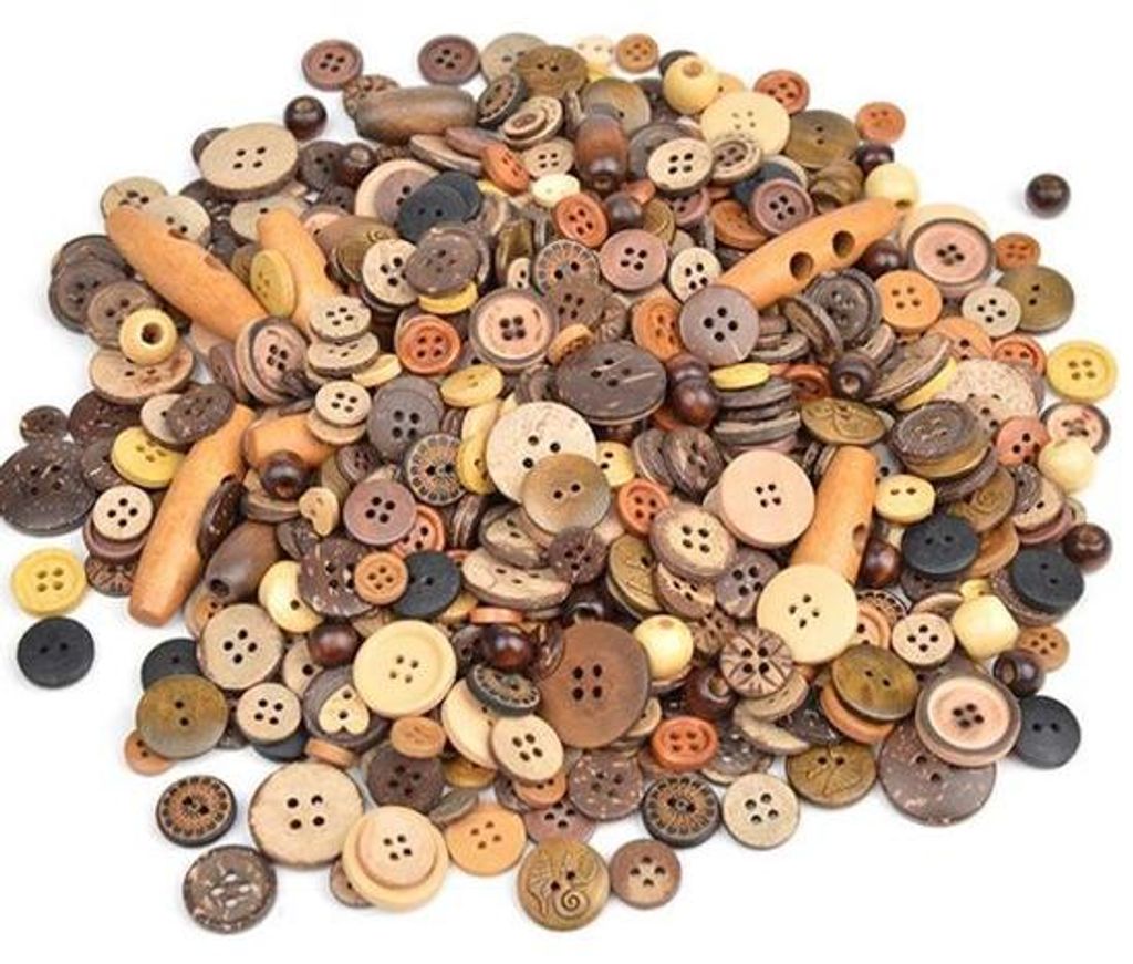 Kokoshoutknöpfe, 600 Stück, DIY, Ornament, Handgemacht, Schelpenmustern, 2/4 Gänge, für Nähen, Basteln, Scrapbooking