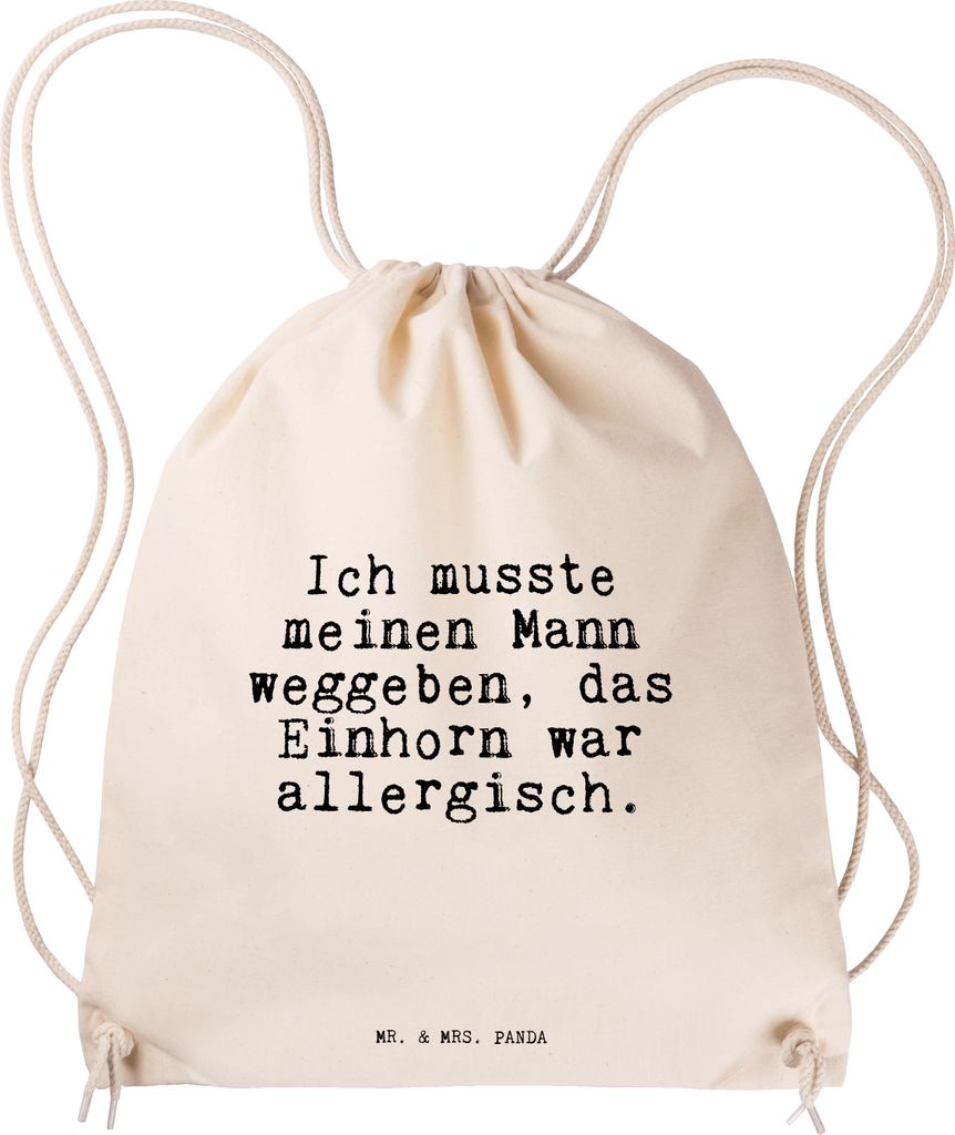 Mr. & Mrs. Panda Turnbeutel Ich musste meinen Mann... - Transparent - Geschenk, Ehefrau, Kleiner Rucksack, wander, Menschen, Beziehung, Sportbeutel...