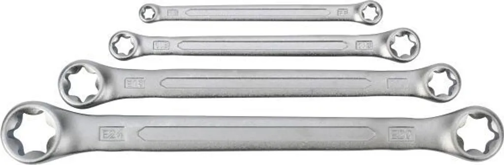 Jeu de 4 Clés à Anneaux Torx E6-E24 en Acier Chrome Vanadium Robuste
