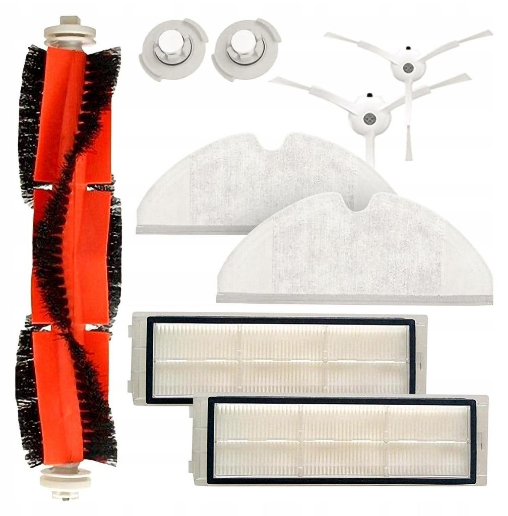 Kit d'accessoires de rechange pour Roborock E2, E35, E4 (2 brosses latérales, 2 tampons, 2 filtres, 1 brosse principale). 100 % compatible et qualité contrôlée