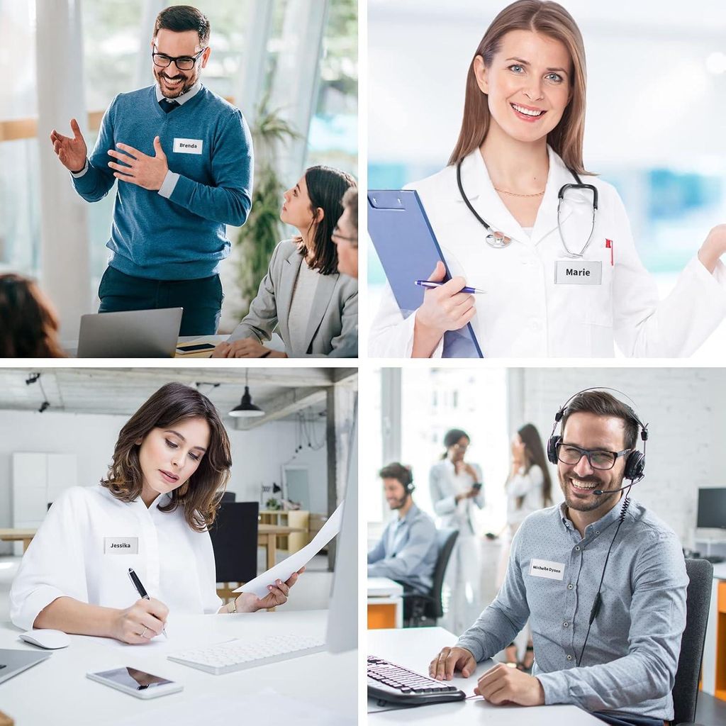 Magnetische selbstklebende Namensschilder mit Papierschlitz - 15 Stück.