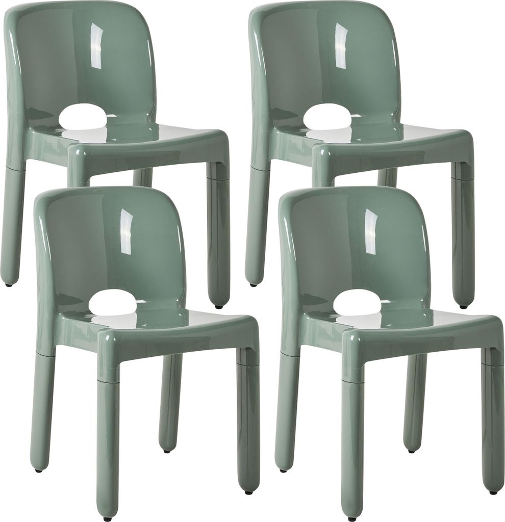 BELIANI Esszimmerstuhl 4er Set Grün aus Kunststoff Stapelbar ohne Armlehnen Moderner Stil Stuhlset Plastikstühle für Garten Terrasse Esszimmer