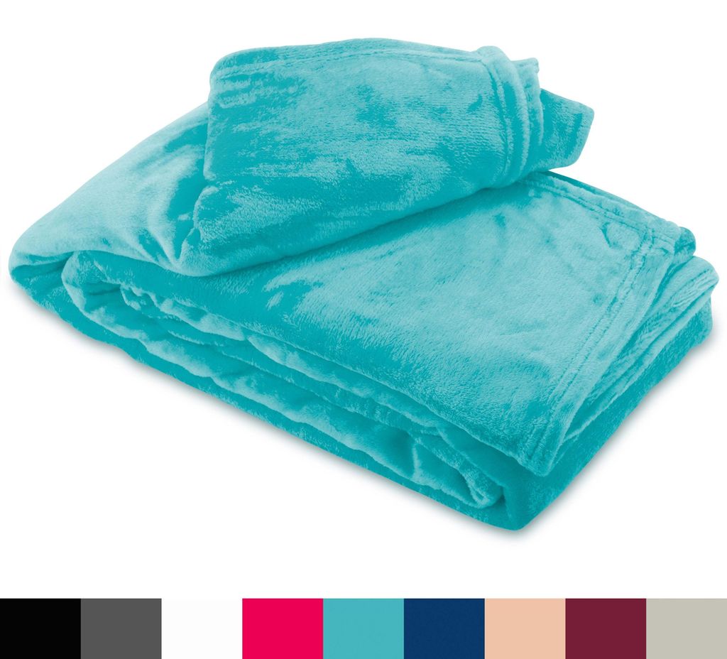 Fleece Kuscheldecke 220x240 cm Flauschiges Polyester Petrol Produktbild 