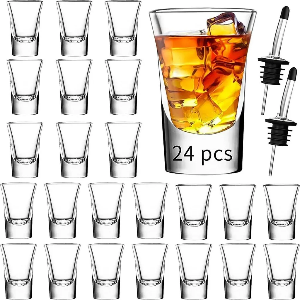 Set 24 Bicchierini Shot Moderni 35ml Vetro | Design Base Spessa
