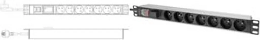 Unité de Distribution PDU 1U 16A avec 7 Prises Françaises Noir