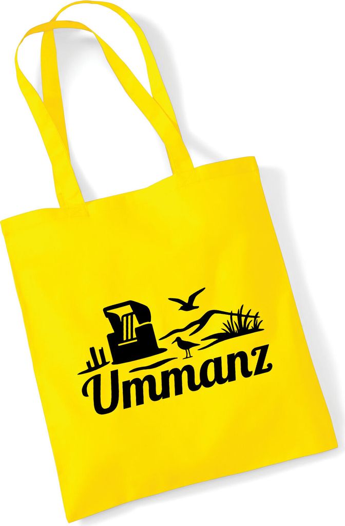 Huuraa Jutebeutel Ummanz Strandmotiv 10 Liter Yellow Baumwolle Tasche Geschenkidee