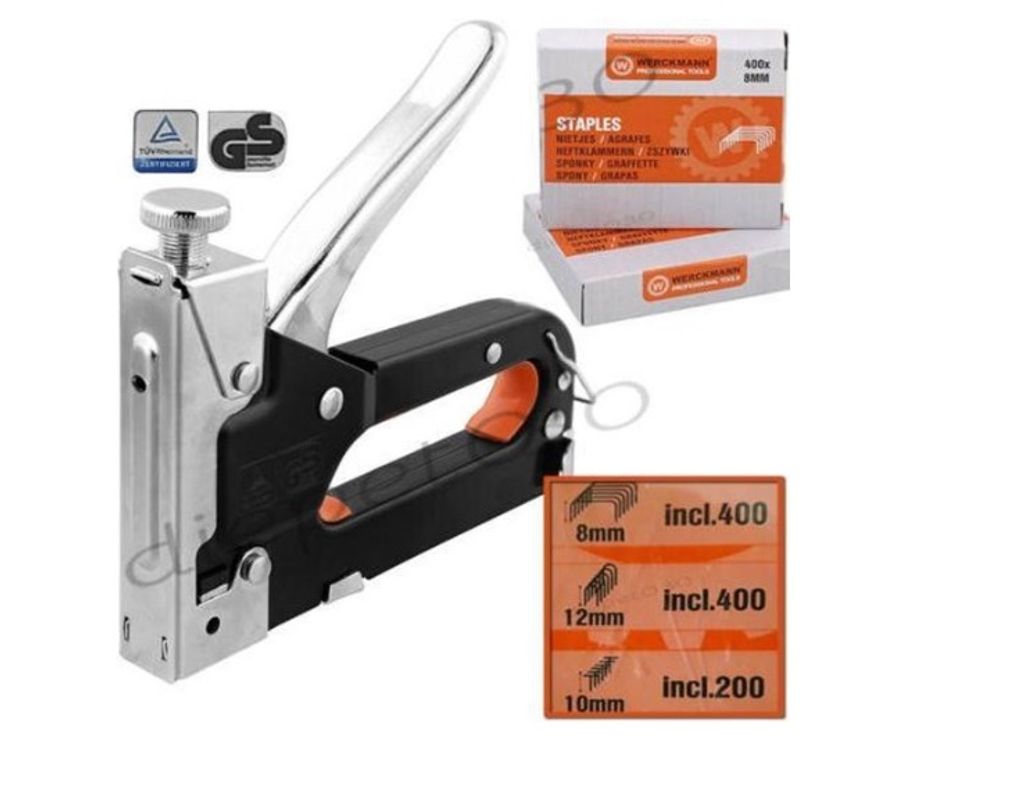 WERCKMANN Handtacker Set inkl. 1000 Klammern Klammergerät Nägel Nagler Werkzeug