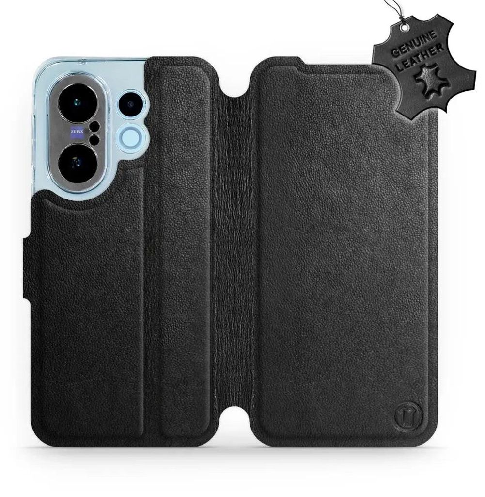 Echtleder Handyhülle für Vivo X200 FE, Mobiwear Leather, Schwarz