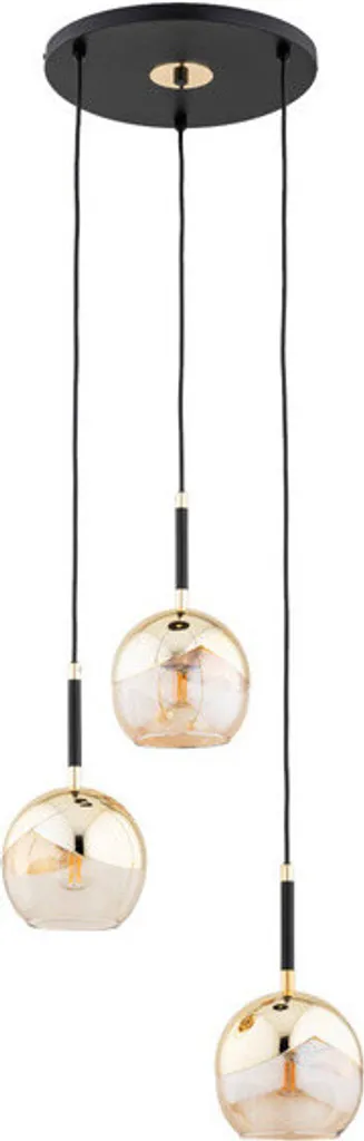Suspension noire et dorée PRADA 3xE27 15W ALF62452 Alfa pour salon