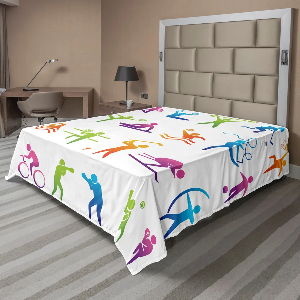 Drap de Lit Anti-Plis Motif Boxe Stick Man, Literie Douce 260x228 cm