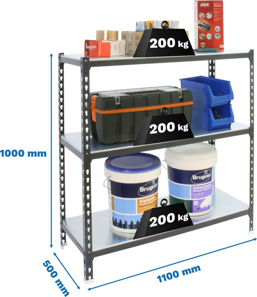 SIMONCLICK SUPERPLUS 3/500 1000 Metallregal ANTRACITE/BRANCO