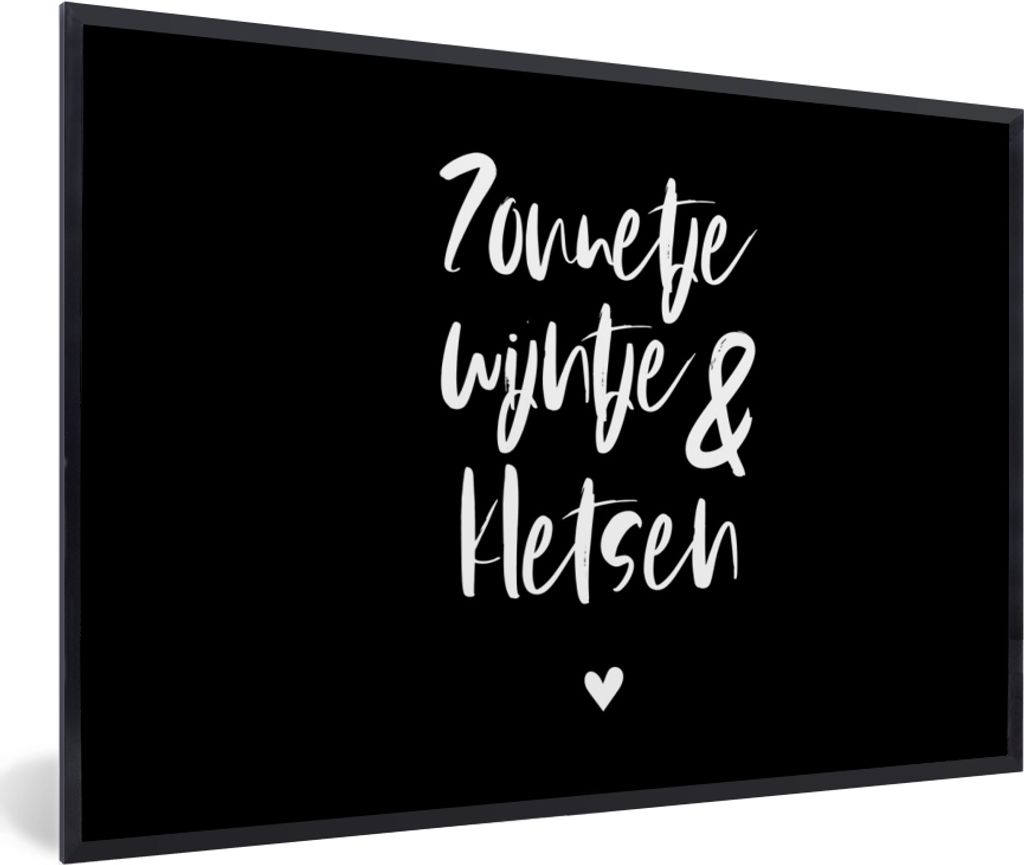 MuchoWow Gerahmtes Poster Zitate - Sonnenschein, Wein & Chat - Text - Wein - Sommer 30x20 cm - Poster mit Schwarzem Bilderrahmen Wandposter Rahme...