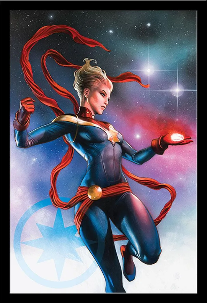 Affiche Captain Marvel sous cadre Shinsuke interchangeable en MDF noir