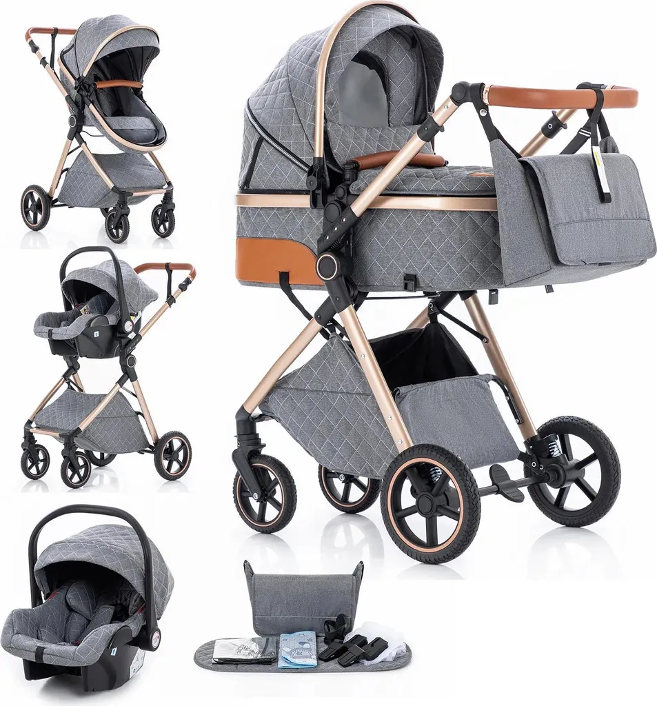 Poussette canne pliable V8 GRIS compacte avec guidon ajustable enfant