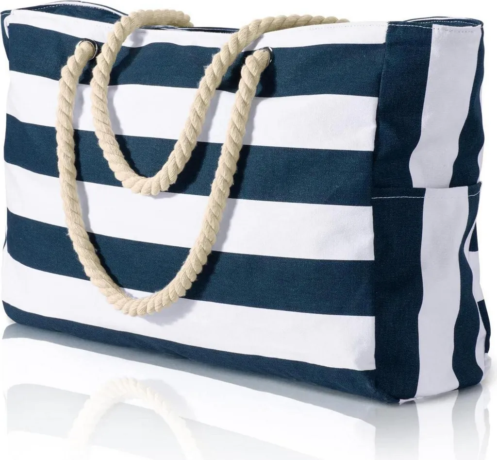 Grande Borsa Mare Impermeabile Blu Scuro per Famiglia con Cerniera