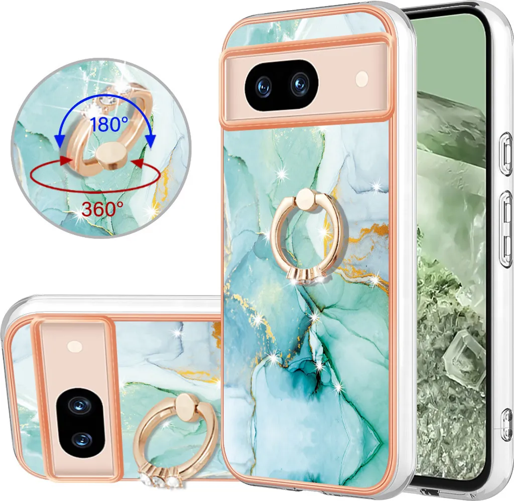 Cover Pixel 8A Marmo Caffè Antiurto | Custodia con Supporto Ring