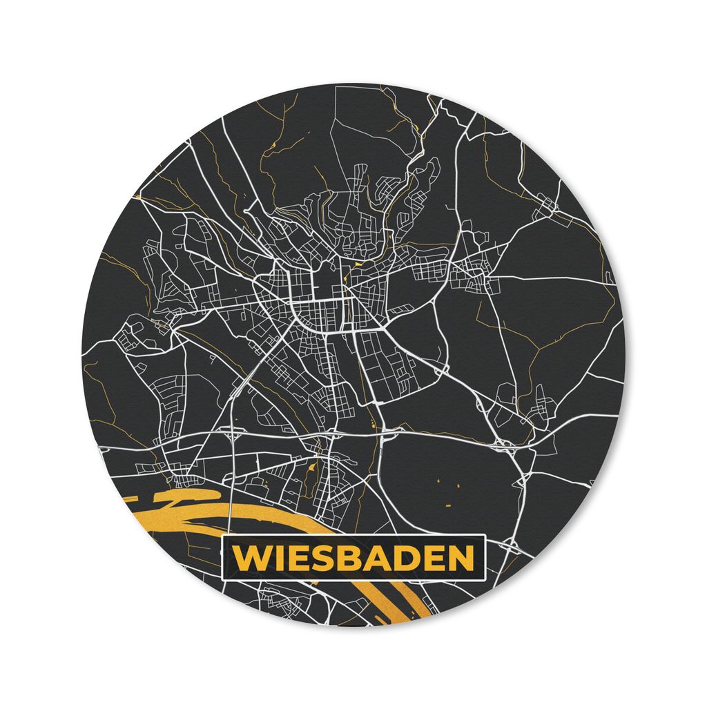MuchoWow Mauspad Mousepad Wiesbaden - Deutschland - Karte - Gold - Stadtplan 20x20 cm - Mousepads - Maus Mat - Pad - Mausunterlage - Schreibtisch...