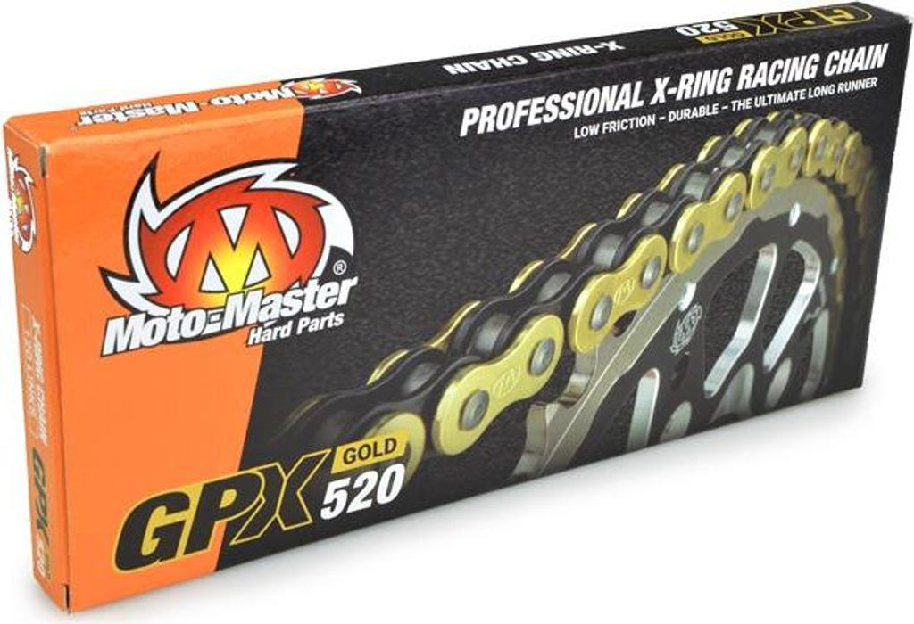 Gpx-520G Professionelle Motocross / Enduro Racing X-Ring Kette Farbe Gold (120 Glieder, Inklusive Verschluss)