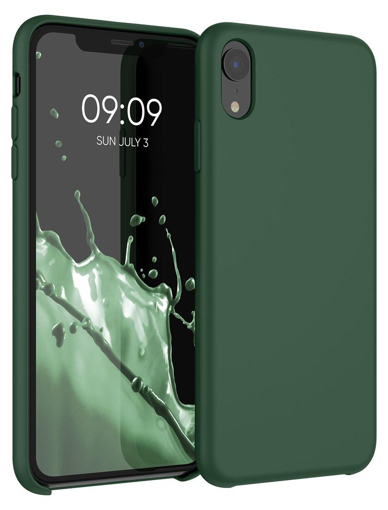kwmobile Handyhülle für Apple iPhone XR Hülle - Case Silikon - Kabelloses Laden - Schutzhülle Cover in Dunkelgrün