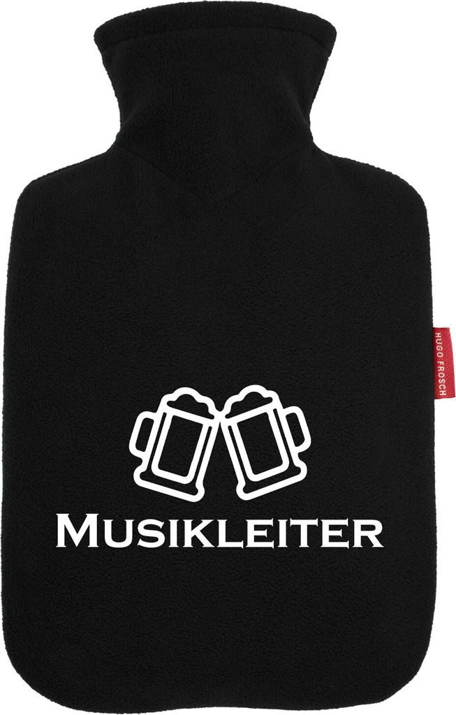 Huuraa Wärmflasche Musikleiter Schützenfest 1,8 Liter Black Classic Veloursbezug Bettflasche Geschenkidee