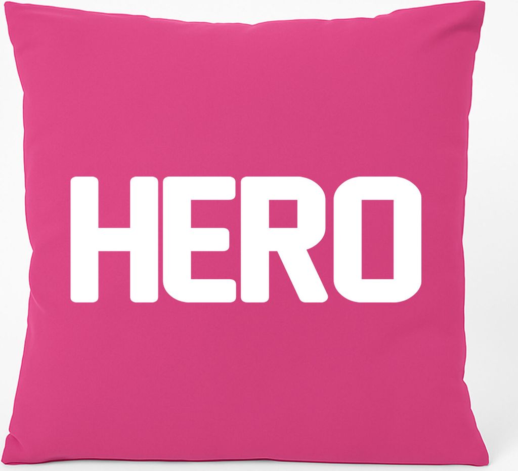 Huuraa Kissen Hero Held 40x40cm mit Füllung Fuchsia Baumwolle Dekokissen Geschenkidee