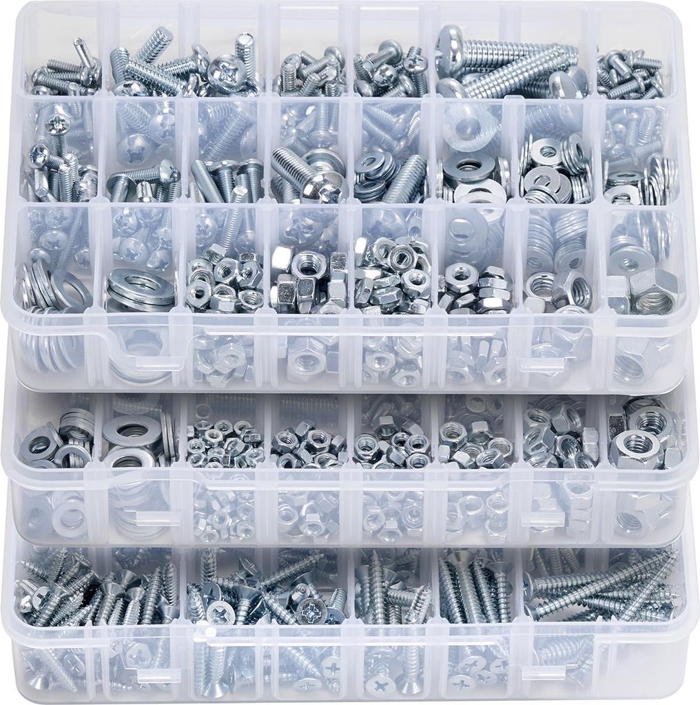 VEVOR 2250-teiliges Schrauben-Muttern-Sortiment, metrische & imperiale Maschinenschrauben & Unterlegscheiben, legierter Stahl M3/M4/M5/M6/M8, versc...