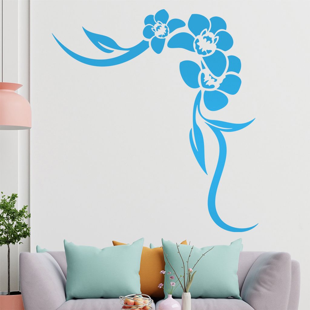 Orchidee - Linien Wandtattoo in 6 Größen - Wandaufkleber Wall Sticker - Dekoration, Küche, Wohnzimmer, Schlafzimmer, Badezimmer