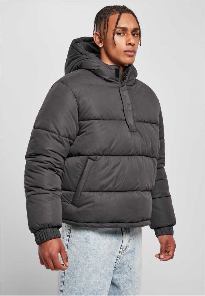 Hooded Cropped Pull Over Down Jacket black XL