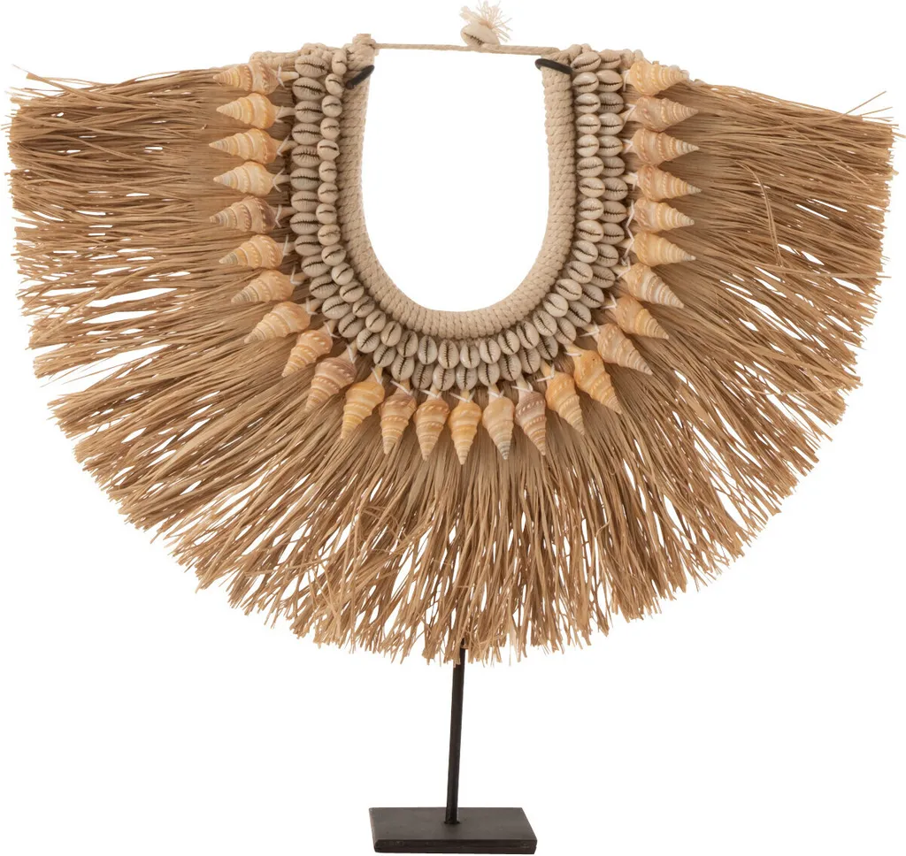 Décoration à poser collier coquillages style bohème chic beige large