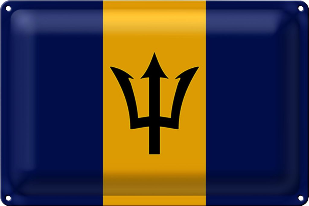 Blechschild Flagge Barbados 18x12cm Flag of Barbados